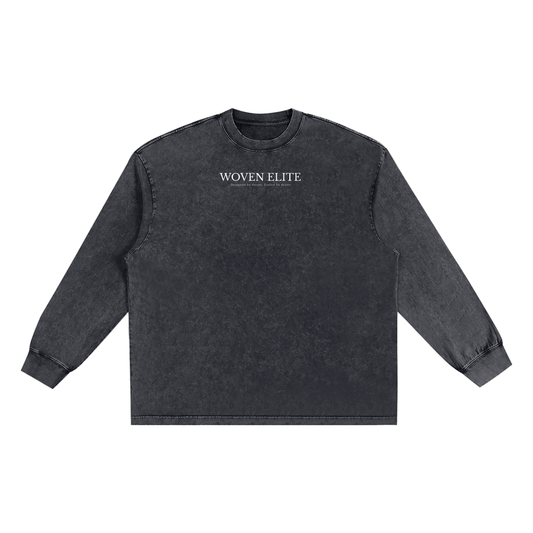 Woven Elite Rose Oversize Long Sleeve T-shirt - Snow Washed
