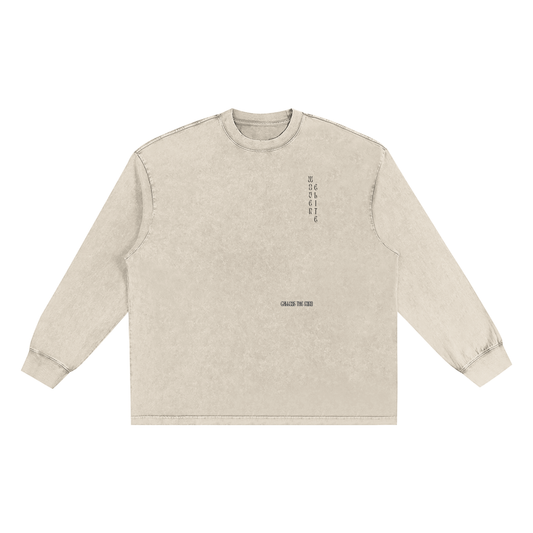Woven Elite Simple CTM Oversize Long Sleeve T-shirt - Snow Washed