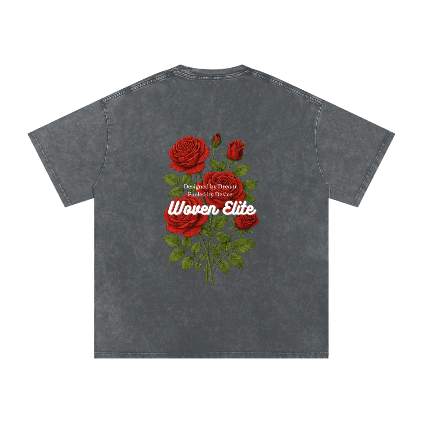 Woven Elite Rose Bouquet Oversize T-Shirt - Acid Wash