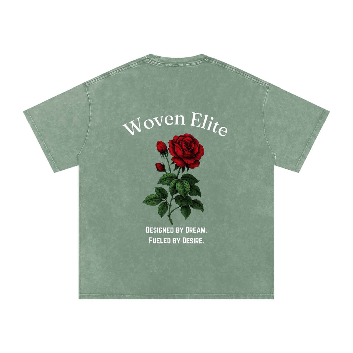 Woven Elite Rose Oversize T-Shirt - Acid Wash