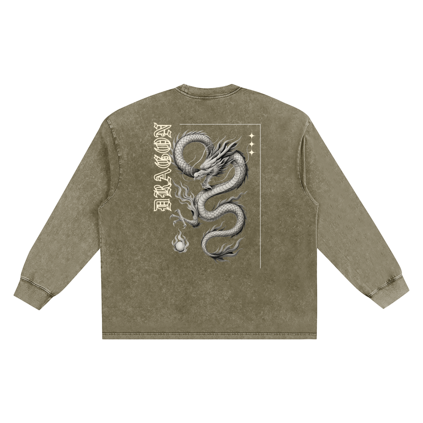 Woven Elite Dragon Oversize Long Sleeve T-shirt - Snow Washed