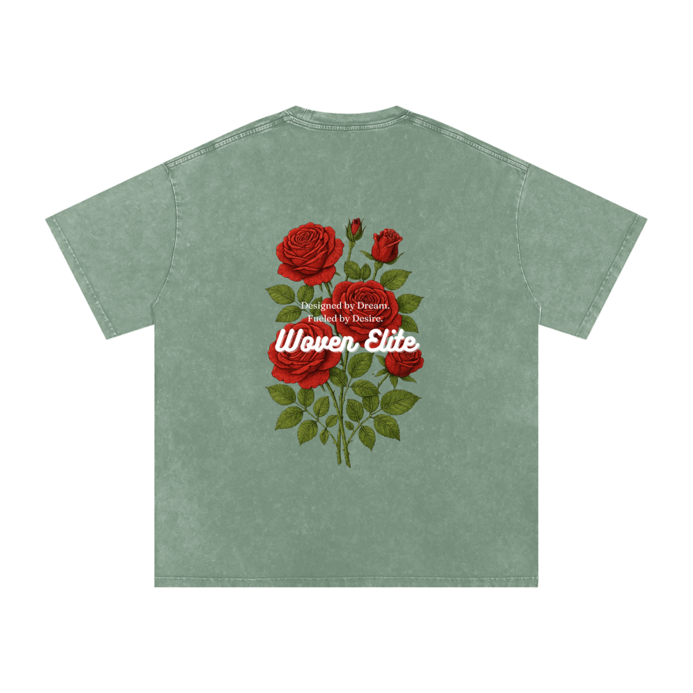 Woven Elite Rose Bouquet Oversize T-Shirt - Acid Wash