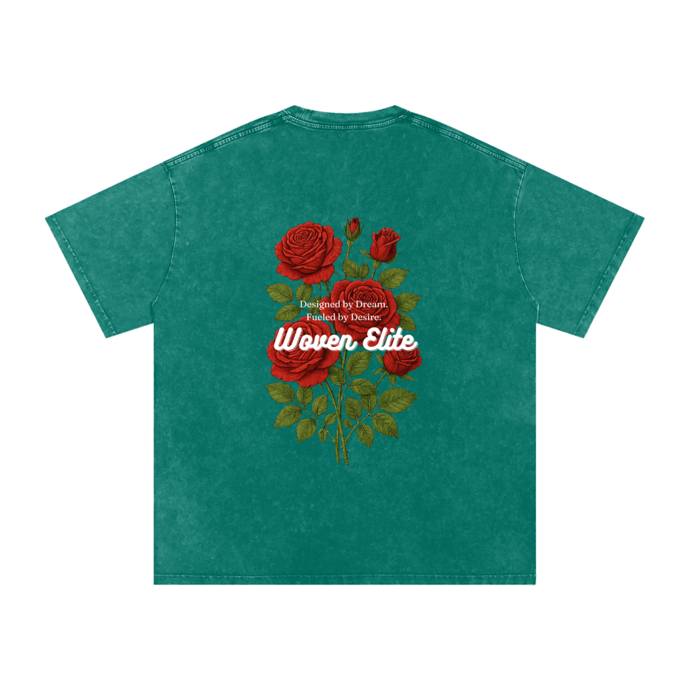 Woven Elite Rose Bouquet Oversize T-Shirt - Acid Wash