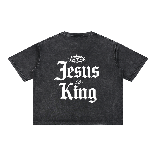 Jesus Is King Mineral Wash Boxy Tee