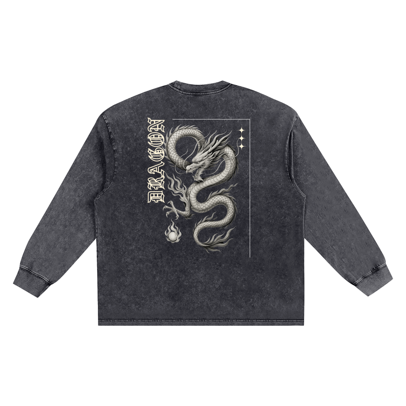 Woven Elite Dragon Oversize Long Sleeve T-shirt - Snow Washed