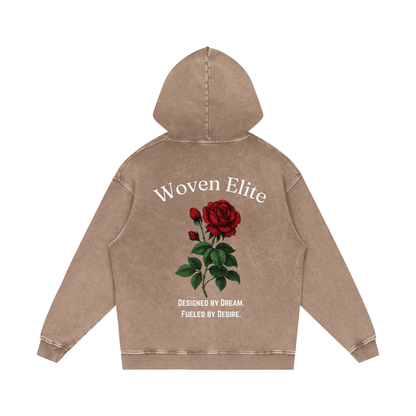 Woven Elite Rose Oversize Hoodie - Acid Wash
