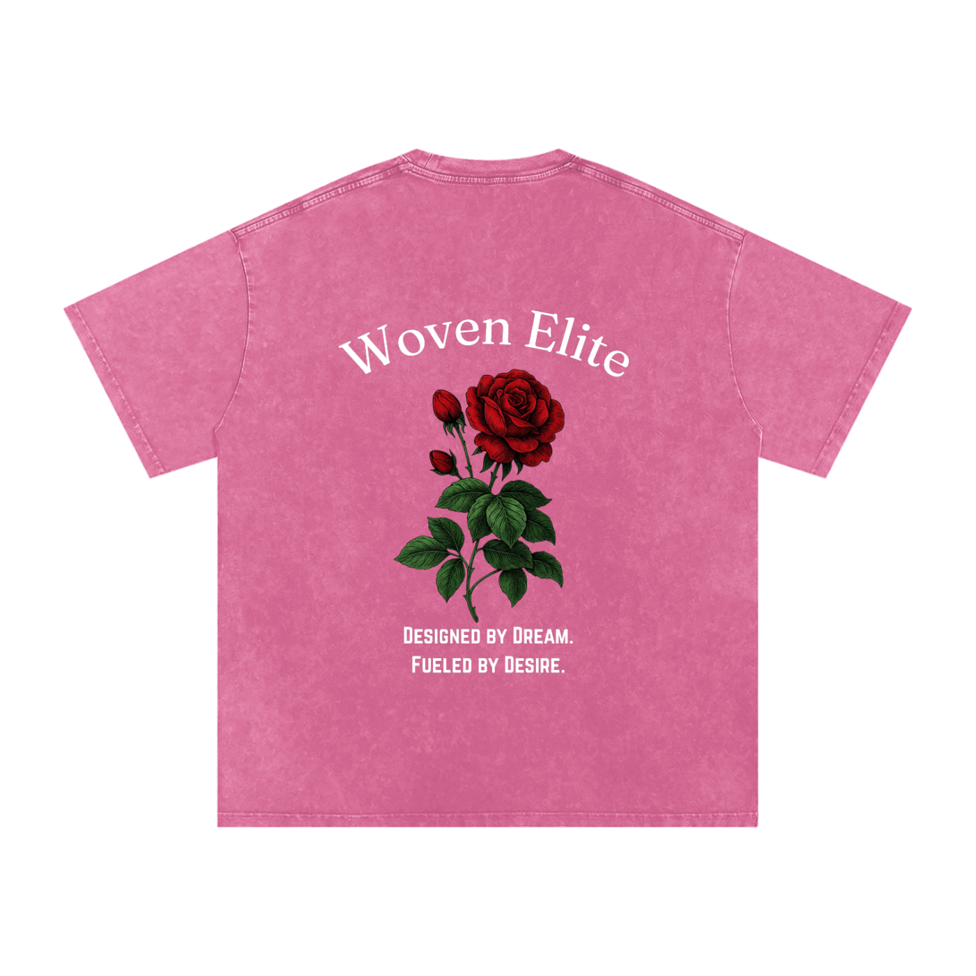 Woven Elite Rose Oversize T-Shirt - Acid Wash