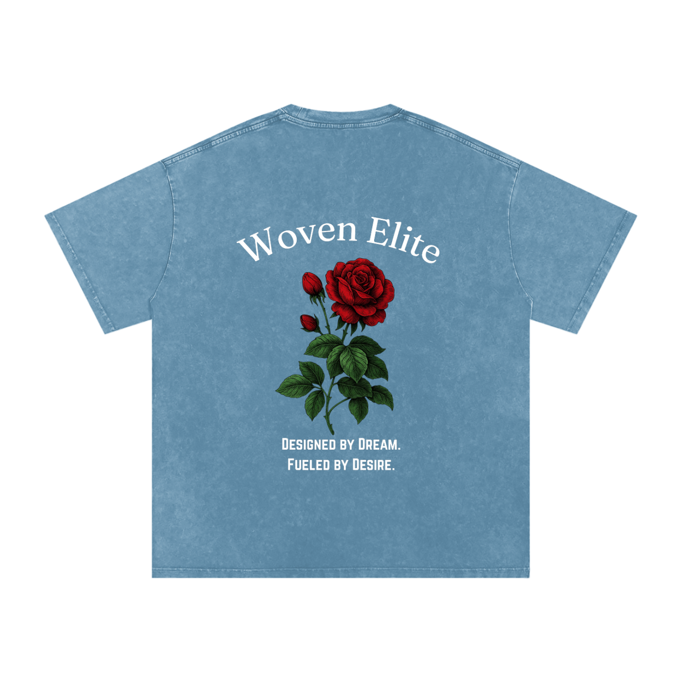 Woven Elite Rose Oversize T-Shirt - Acid Wash