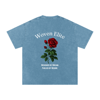 Woven Elite Rose Oversize T-Shirt - Acid Wash