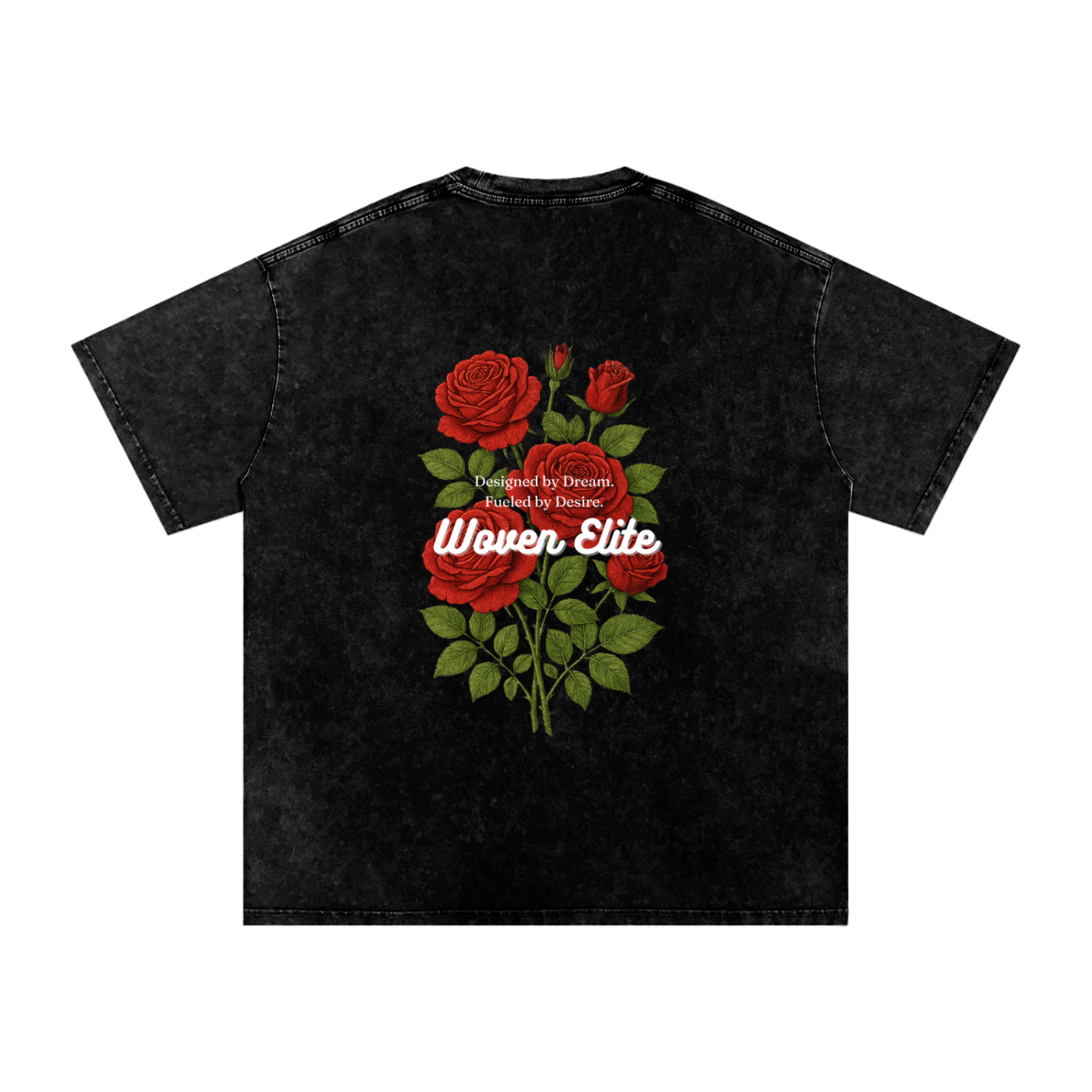 Woven Elite Rose Bouquet Oversize T-Shirt - Acid Wash