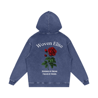 Woven Elite Rose Oversize Hoodie - Acid Wash