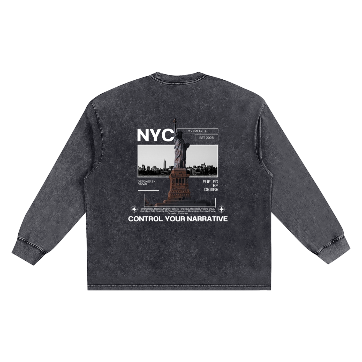 Woven Elite NYC Oversize Long Sleeve T-shirt - Snow Washed