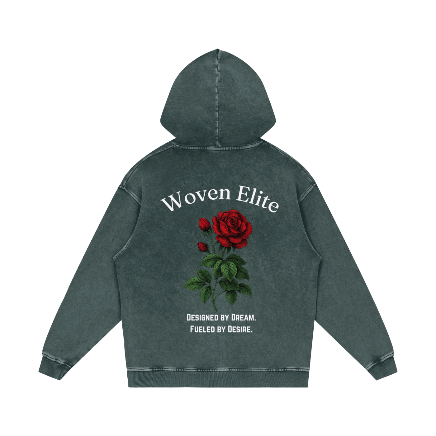 Woven Elite Rose Oversize Hoodie - Acid Wash