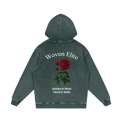 Woven Elite Rose Oversize Hoodie - Acid Wash