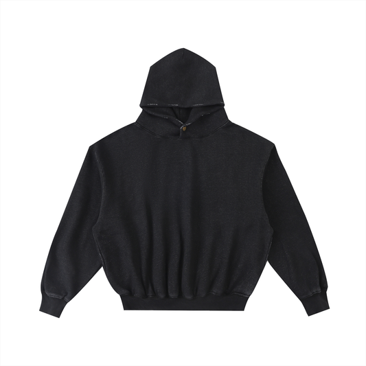 Frayed Enzyme Washed Fleece Hoodie