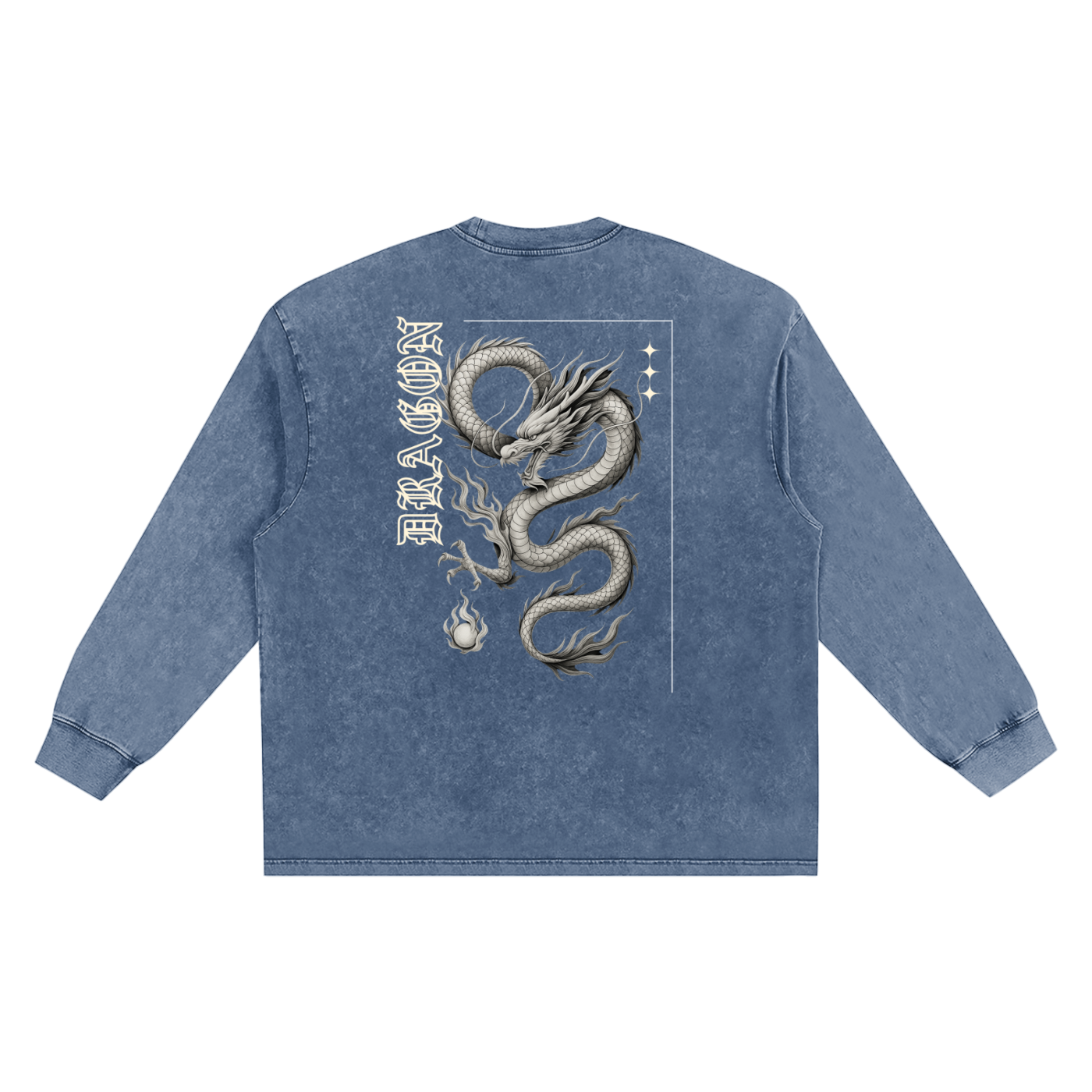 Woven Elite Dragon Oversize Long Sleeve T-shirt - Snow Washed