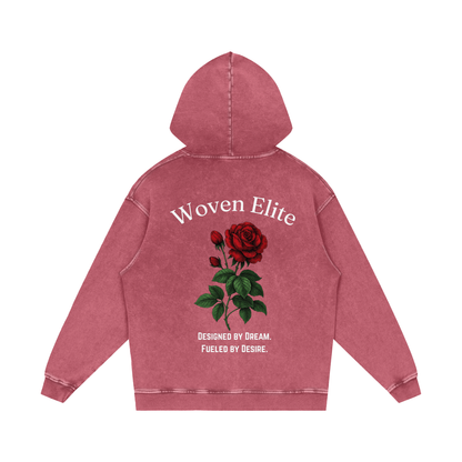 Woven Elite Rose Oversize Hoodie - Acid Wash