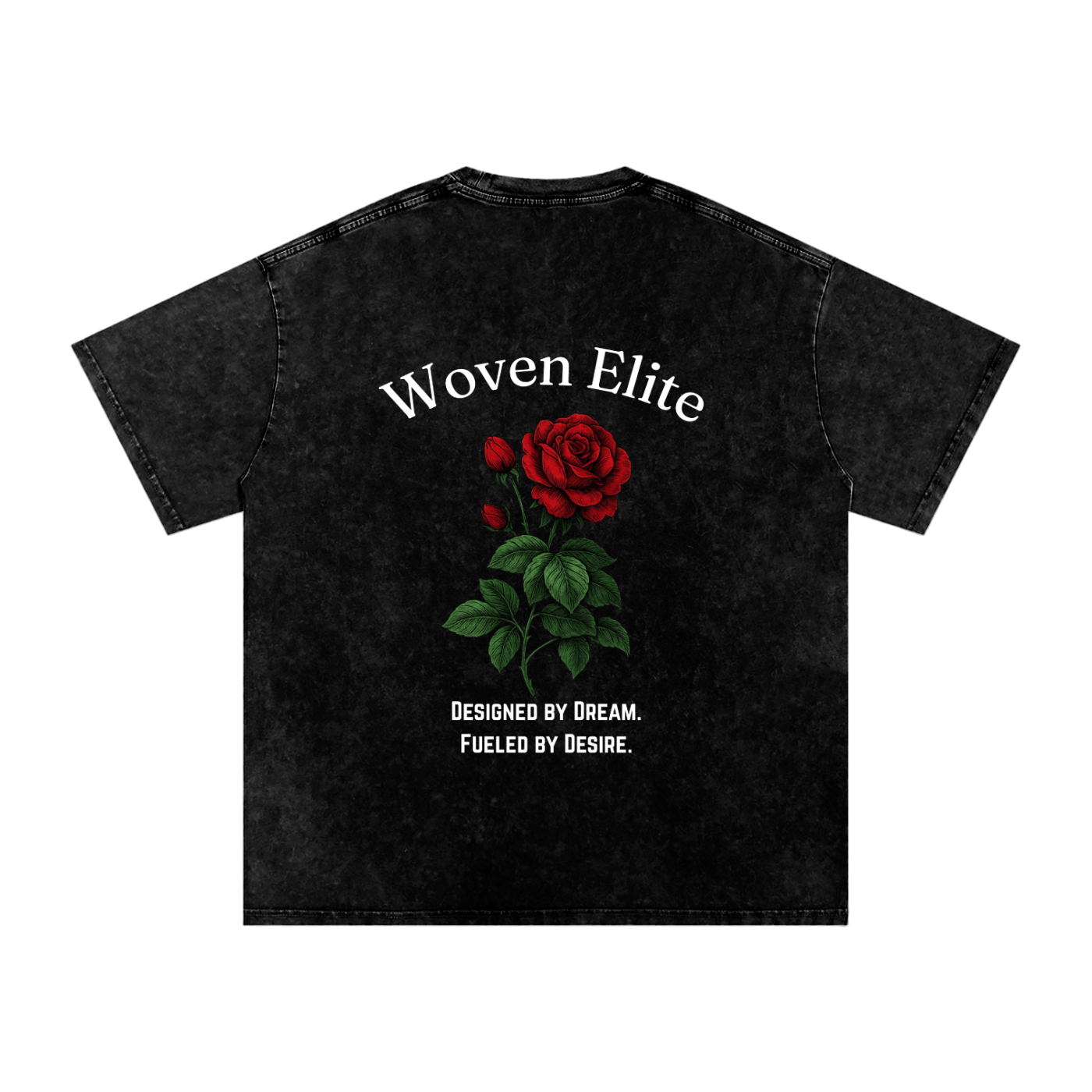 Woven Elite Rose Oversize T-Shirt - Acid Wash