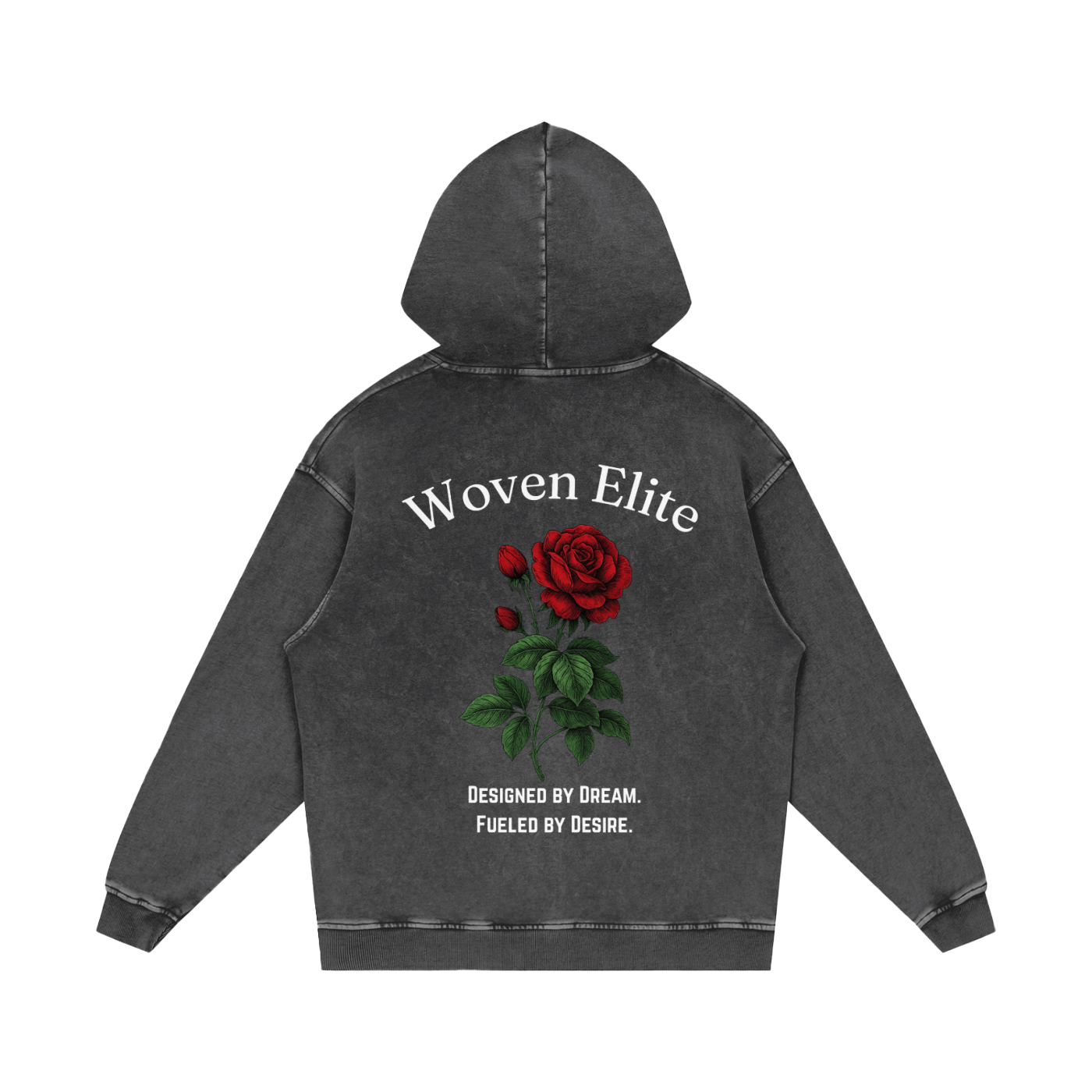 Woven Elite Rose Oversize Hoodie - Acid Wash