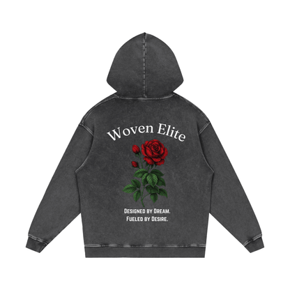 Woven Elite Rose Oversize Hoodie - Acid Wash
