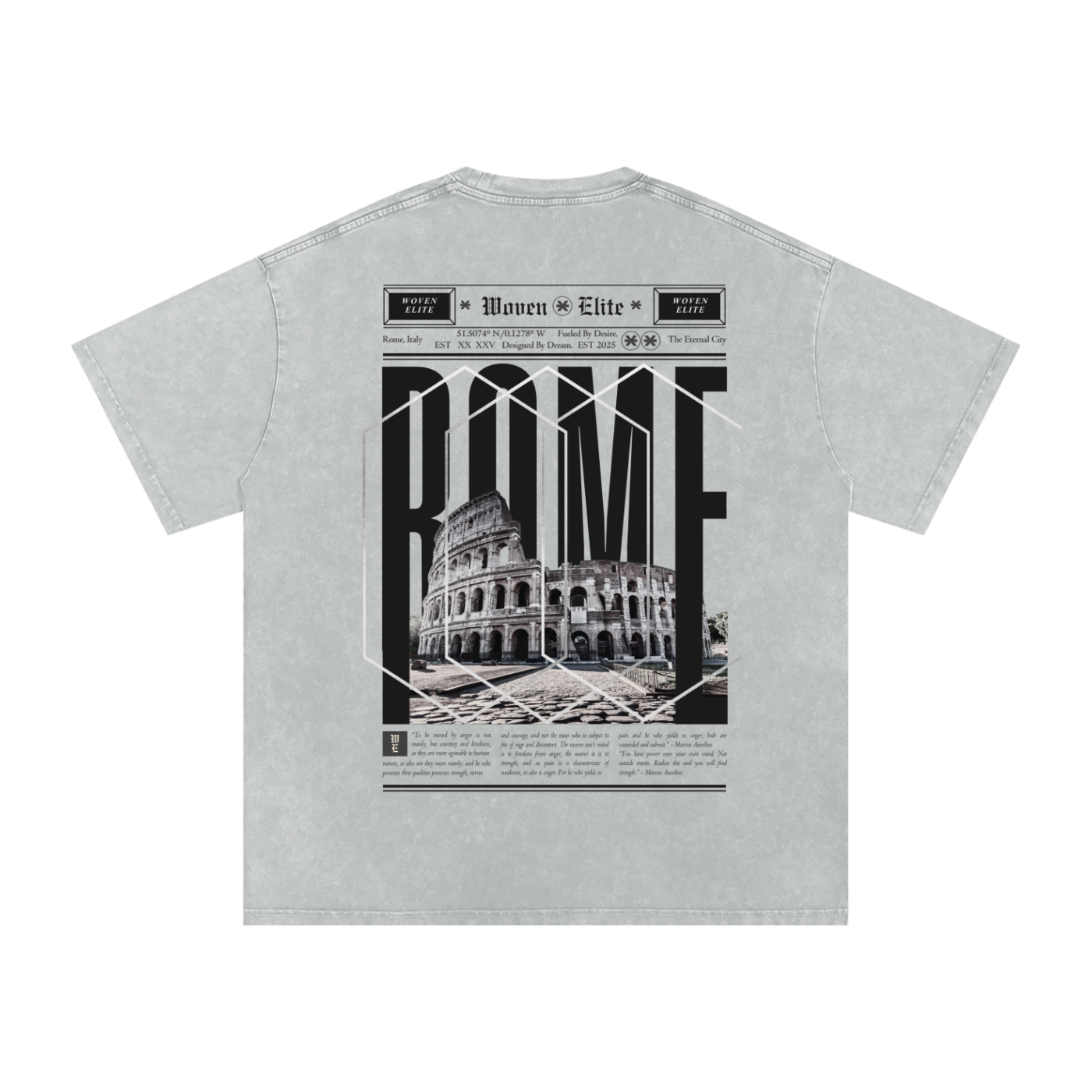 Woven Elite Rome Oversize T-Shirt - Acid Wash