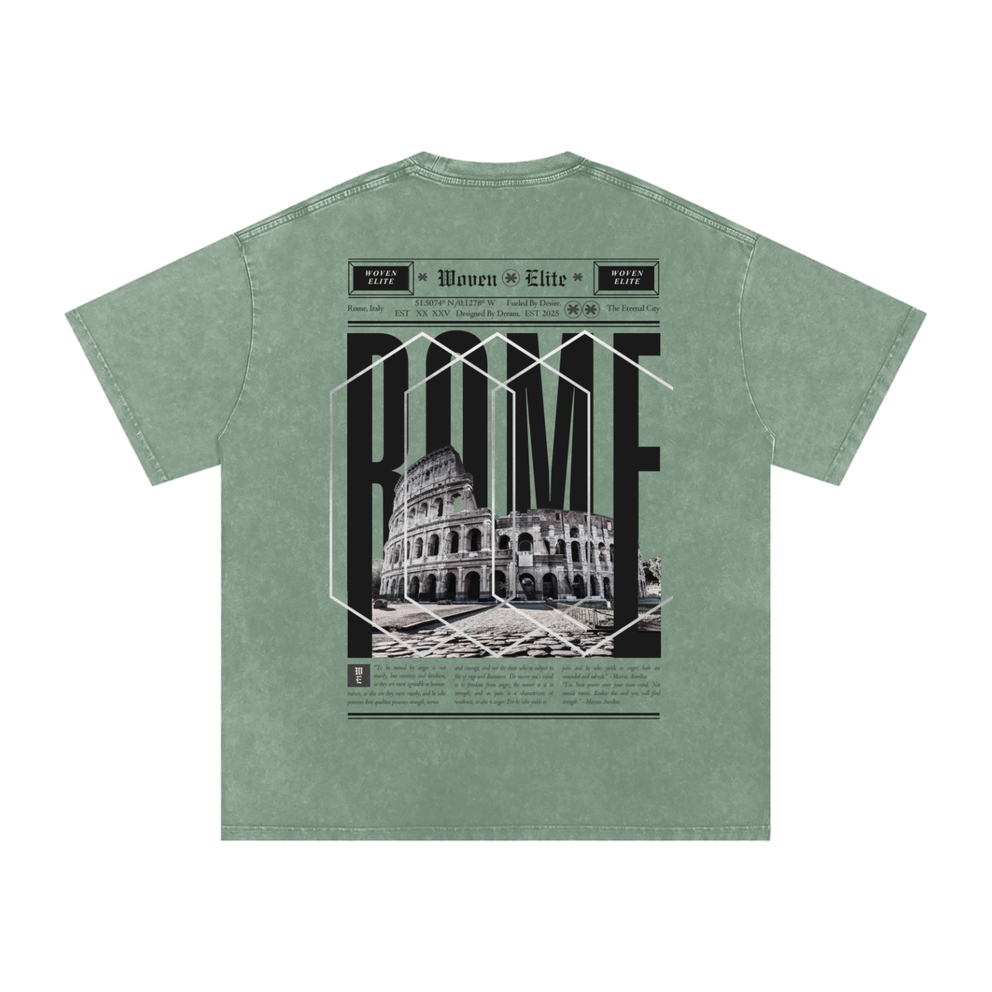 Woven Elite Rome Oversize T-Shirt - Acid Wash