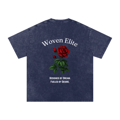 Woven Elite Rose Oversize T-Shirt - Acid Wash