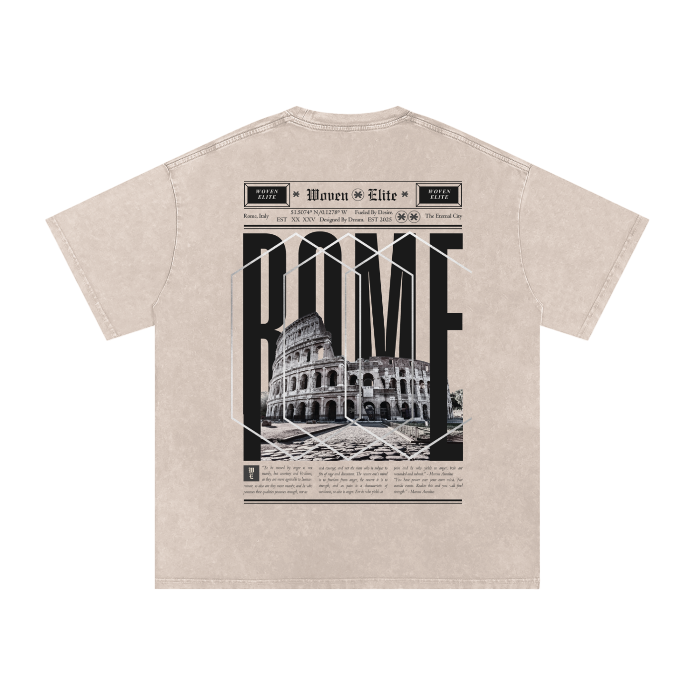 Woven Elite Rome Oversize T-Shirt - Acid Wash