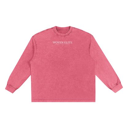 Woven Elite Rose Oversize Long Sleeve T-shirt - Snow Washed