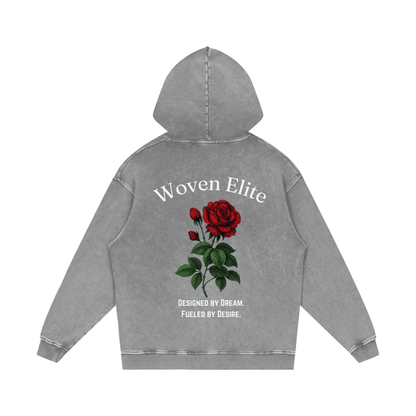 Woven Elite Rose Oversize Hoodie - Acid Wash