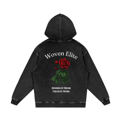 Woven Elite Rose Oversize Hoodie - Acid Wash