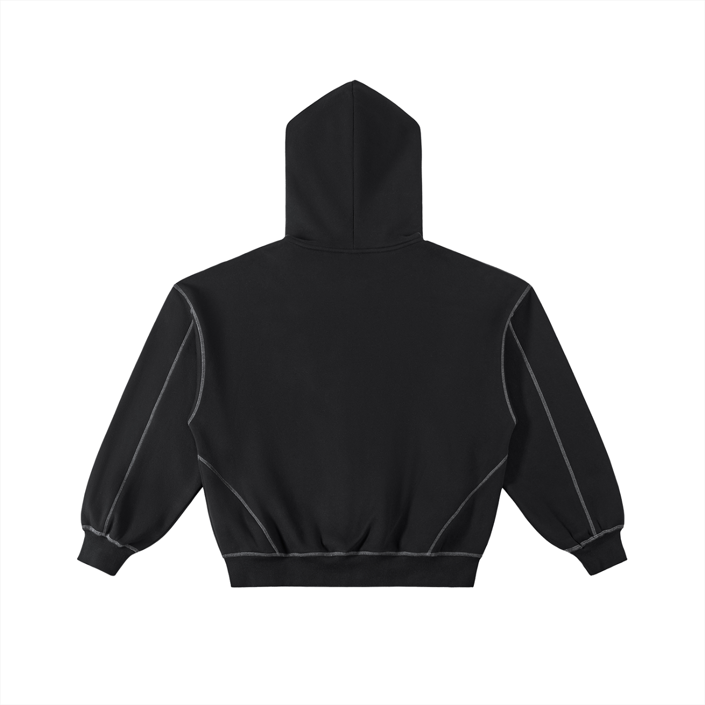 Contrast-Stitched Boxy Fleece Zip-Up