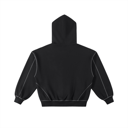 Contrast-Stitched Boxy Fleece Zip-Up