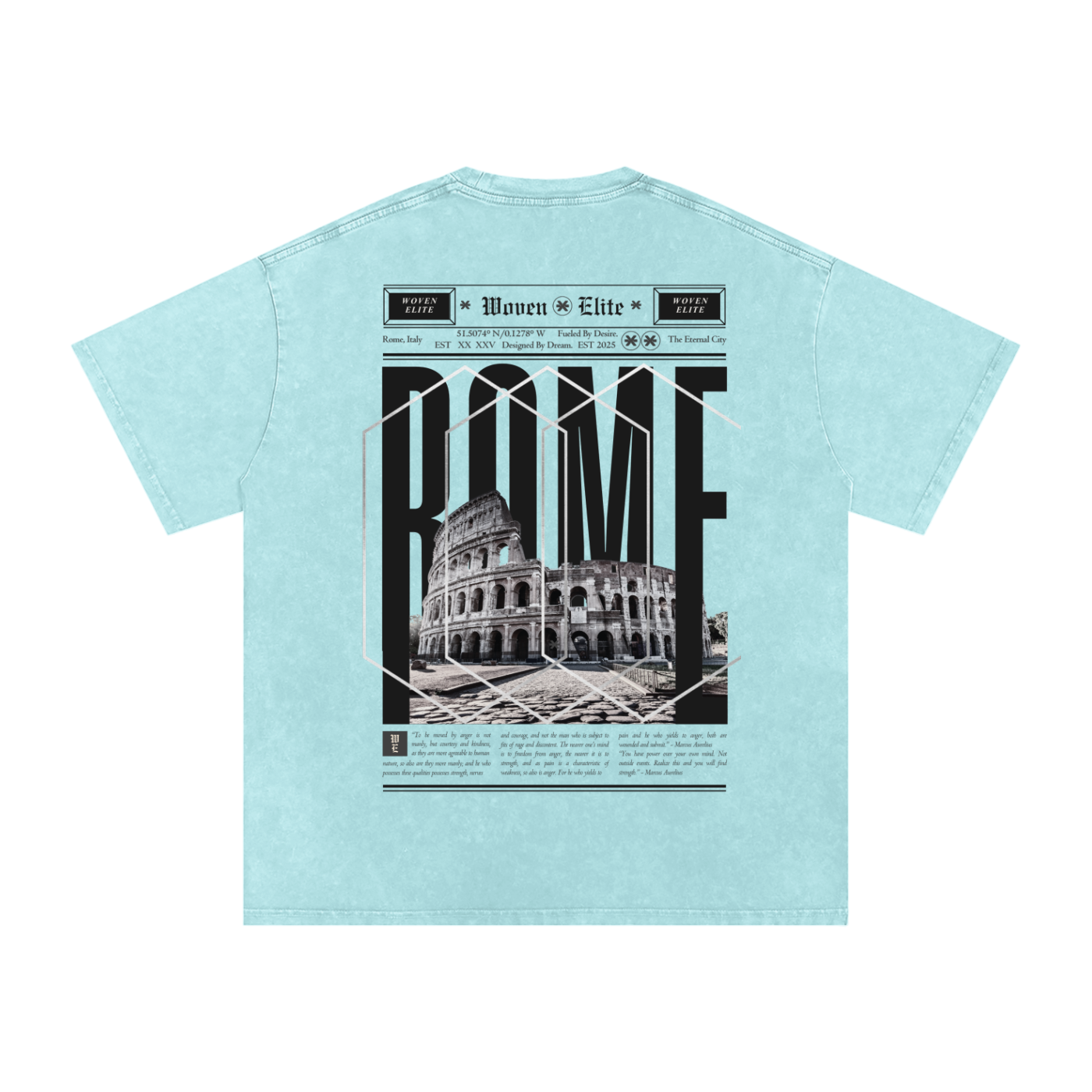 Woven Elite Rome Oversize T-Shirt - Acid Wash