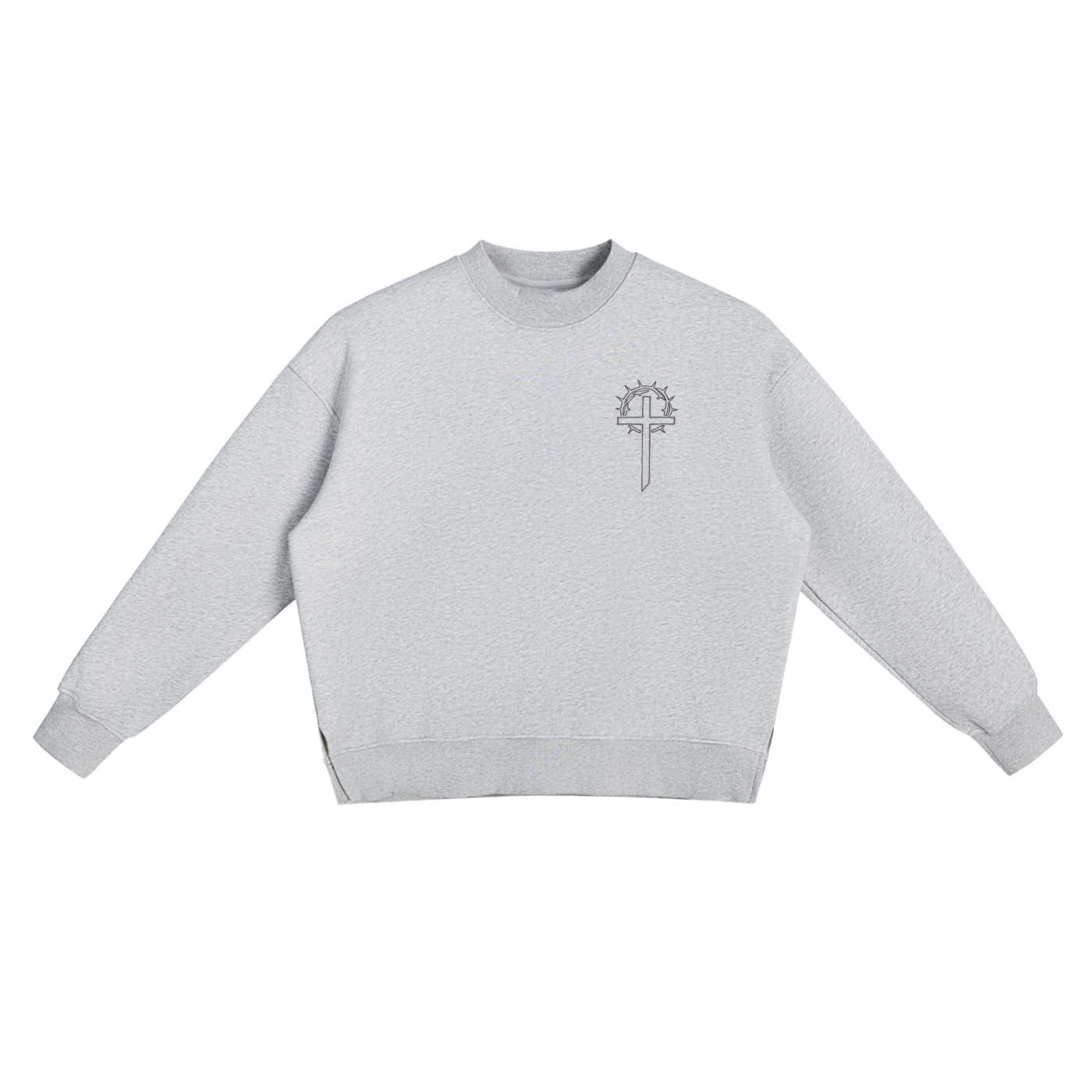 Classic Cross Fleece Side Slit Crewneck