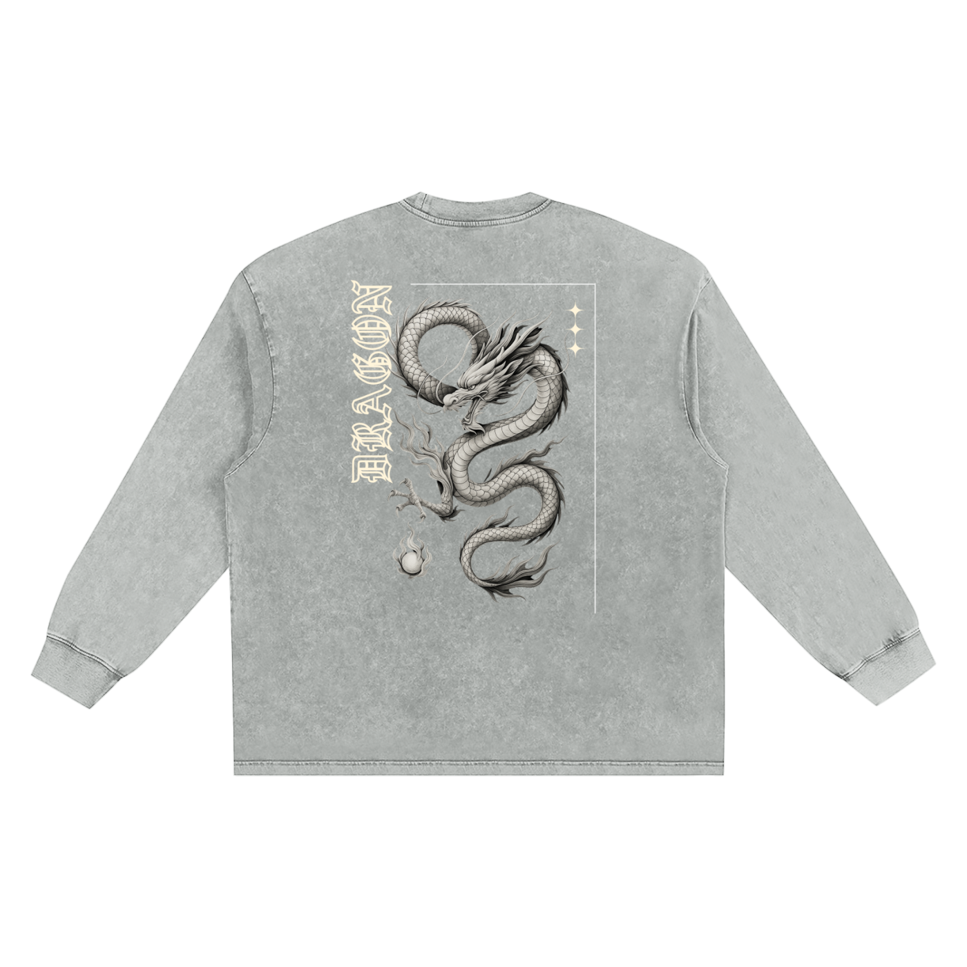 Woven Elite Dragon Oversize Long Sleeve T-shirt - Snow Washed