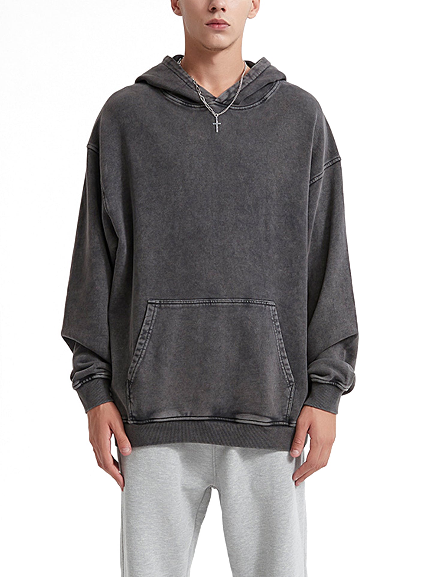 Woven Elite Rose Oversize Hoodie - Acid Wash