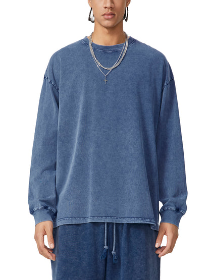 Woven Elite Rose Oversize Long Sleeve T-shirt - Snow Washed
