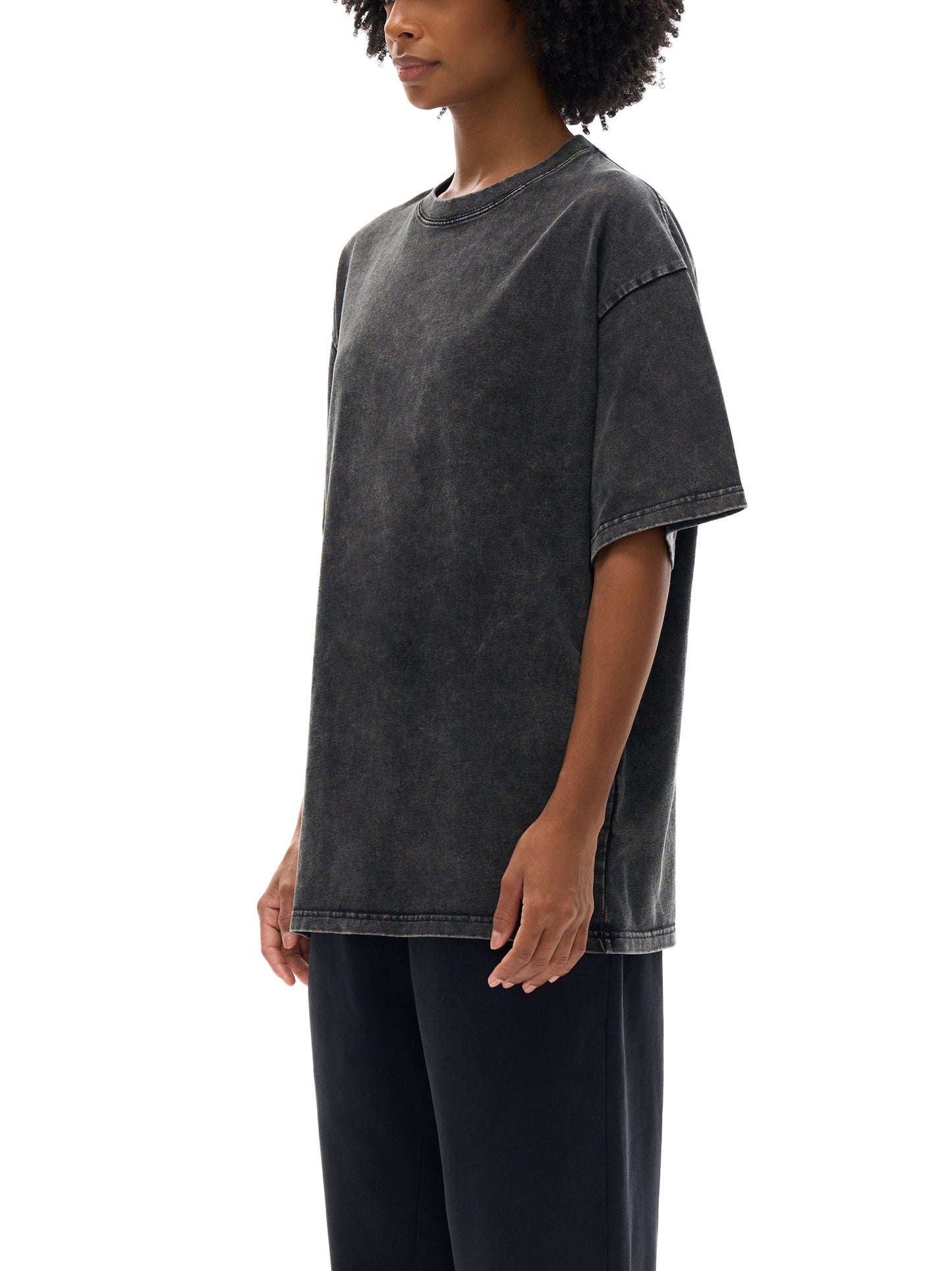 Woven Elite Rose Oversize T-Shirt - Acid Wash