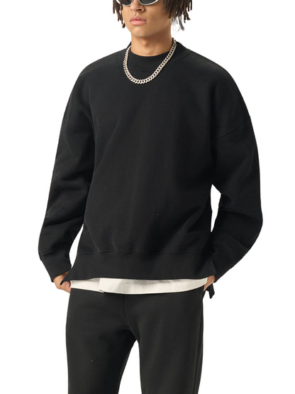 Fleece Side Slit Crewneck