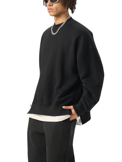 Classic Cross Fleece Side Slit Crewneck