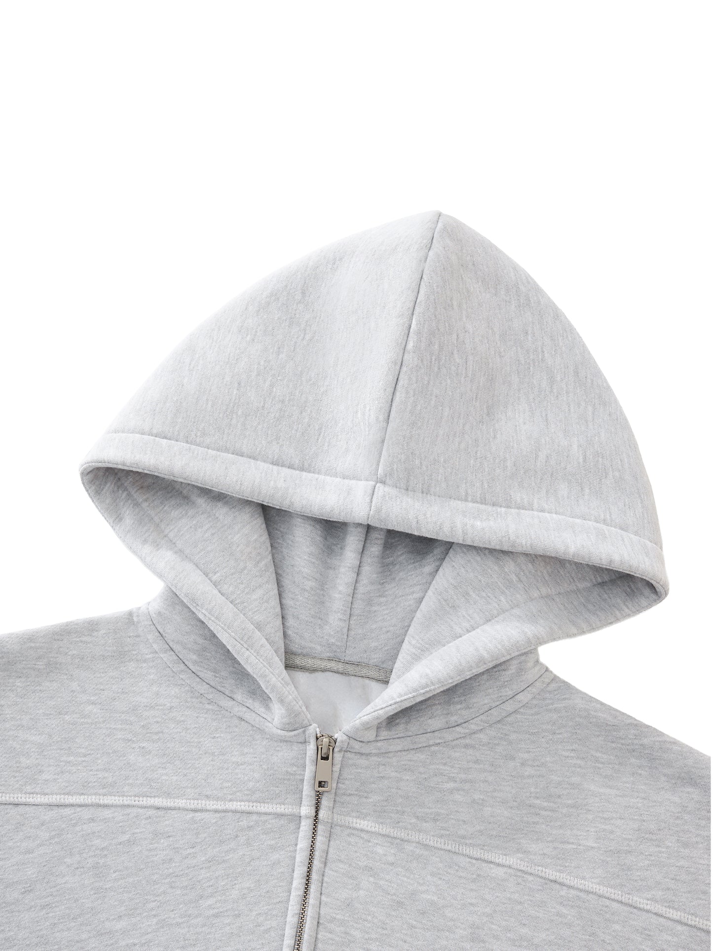 Contrast-Stitched Boxy Fleece Zip-Up