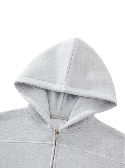 Contrast-Stitched Boxy Fleece Zip-Up