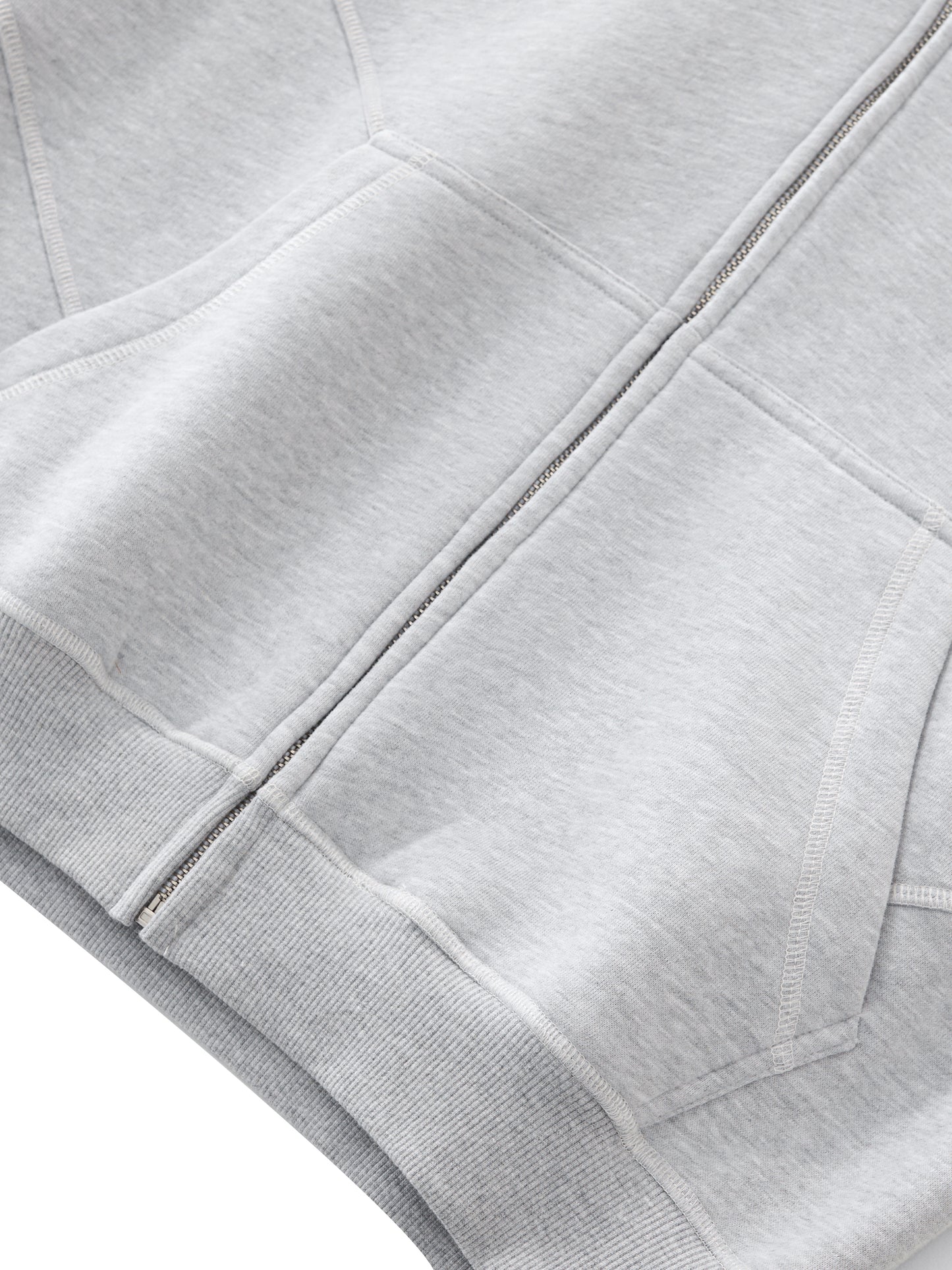 Contrast-Stitched Boxy Fleece Zip-Up