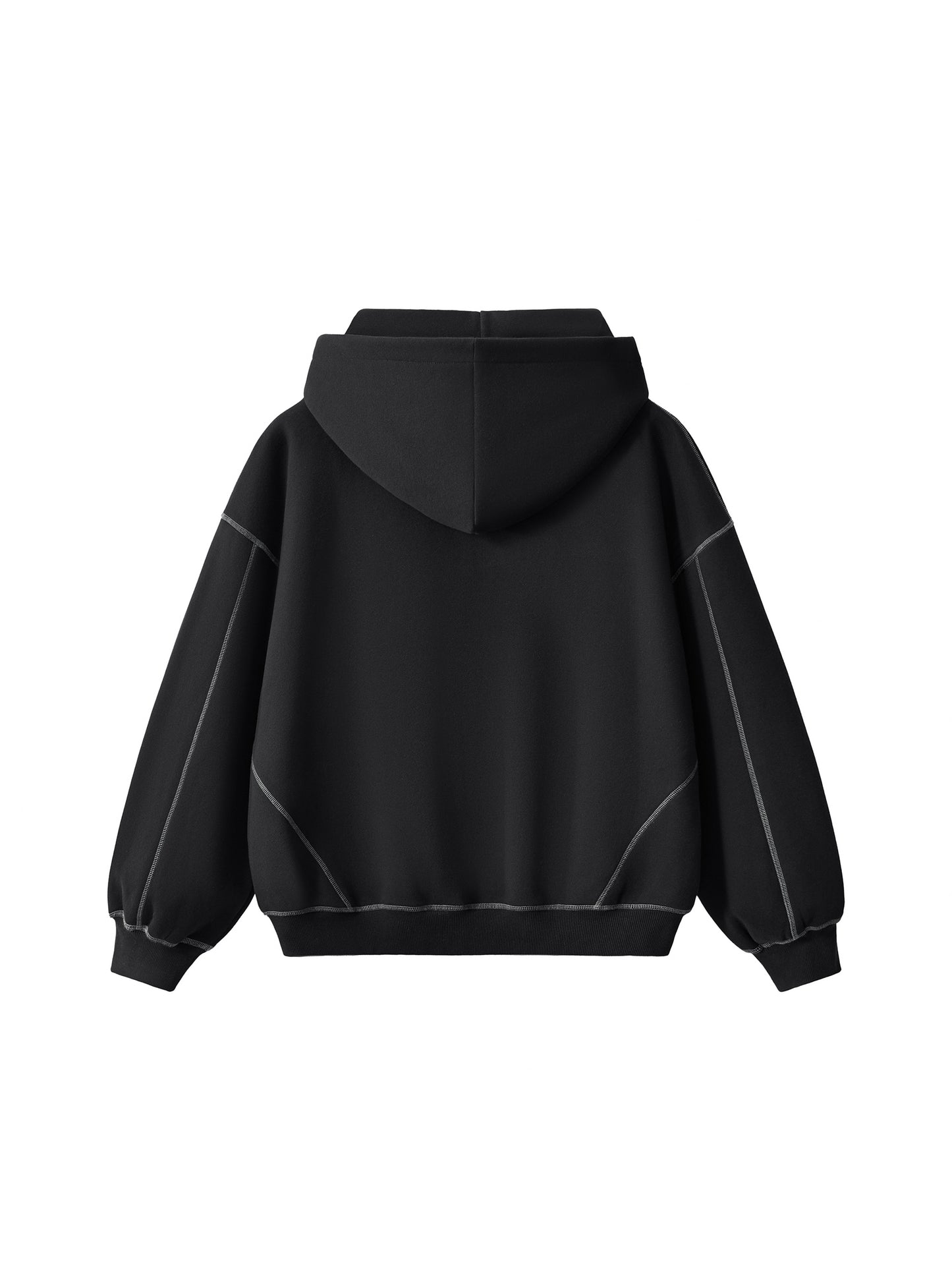 Contrast-Stitched Boxy Fleece Zip-Up