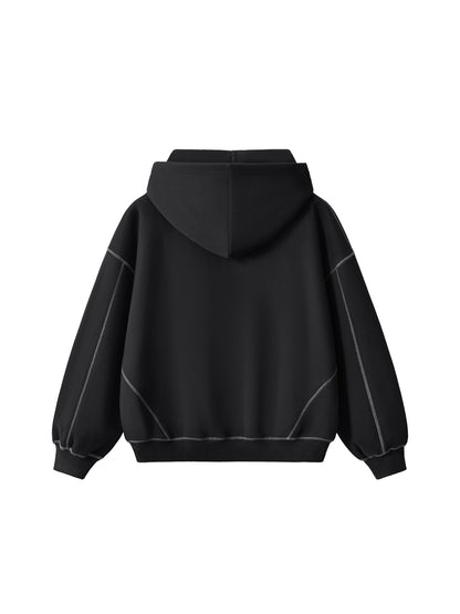 Contrast-Stitched Boxy Fleece Zip-Up